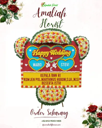 Karangan Papan Bunga Pernikahan di Kaliwedi